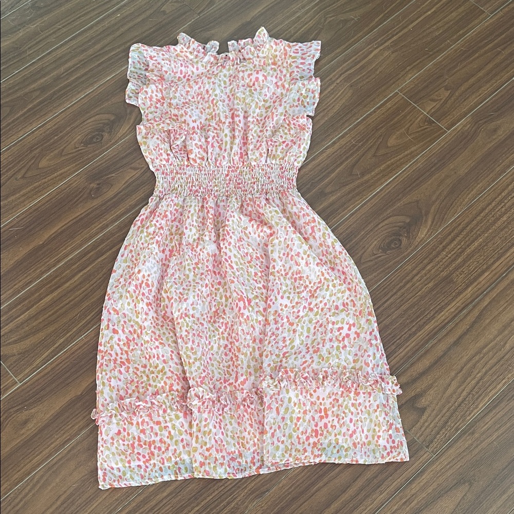 Aqua Multicolor Ruffle Kids Dress